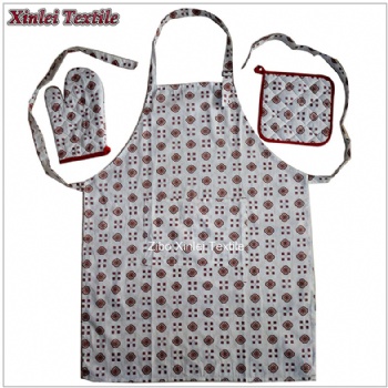 cotton 3pcs Apron set apron&oven mitten&potholder