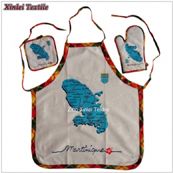 thick cotton 3pcs Apron set apron&oven mitts&potholder